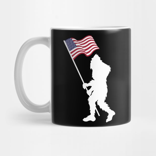 BIgfoot American Flag Funny Sasquatch USA by Tesszero